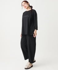 OLKEV11059 eur3(エウルキューブ) 【大きいサイズ】8分袖ロゴTシャツ ブラック(94)