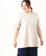 OLKEV20049 eur3(エウルキューブ) 【大きいサイズ】コットンロゴTシャツ ベージュ(82)