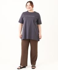 OLKEV20049 eur3(エウルキューブ) 【大きいサイズ】コットンロゴTシャツ ダークグレー(93)