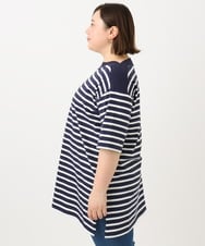 OLKFA15089 eur3(エウルキューブ) 【大きいサイズ】ボートネックボーダーカットソー ネイビー(57)