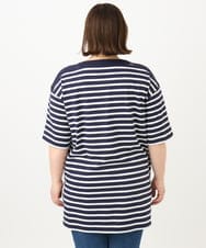 OLKFA15089 eur3(エウルキューブ) 【大きいサイズ】ボートネックボーダーカットソー ネイビー(57)