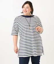 OLKFA15089 eur3(エウルキューブ) 【大きいサイズ】ボートネックボーダーカットソー ホワイト(90)