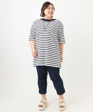 OLKFA15089 eur3(エウルキューブ) 【大きいサイズ】ボートネックボーダーカットソー ホワイト(90)