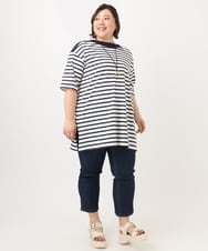 OLKFA15089 eur3(エウルキューブ) 【大きいサイズ】ボートネックボーダーカットソー ホワイト(90)