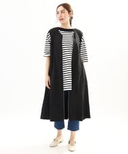 OLKFA15089 eur3(エウルキューブ) 【大きいサイズ】ボートネックボーダーカットソー ブラック(94)