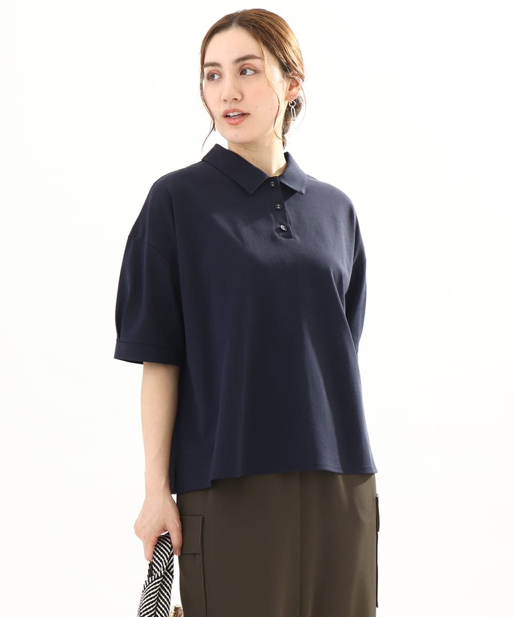 OLKFA16079 eur3(エウルキューブ) 【大きいサイズ】カノコ半袖ポロシャツ ネイビー(57)