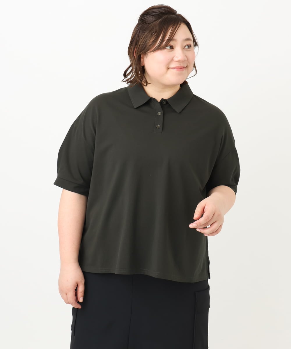 OLKFA16079 eur3(エウルキューブ) 【大きいサイズ】カノコ半袖ポロシャツ ダークグレー(93)
