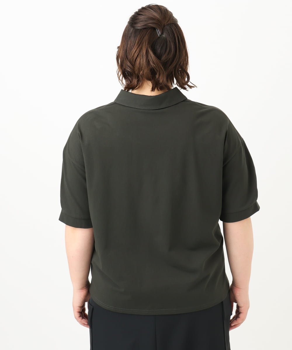 OLKFA16079 eur3(エウルキューブ) 【大きいサイズ】カノコ半袖ポロシャツ ダークグレー(93)