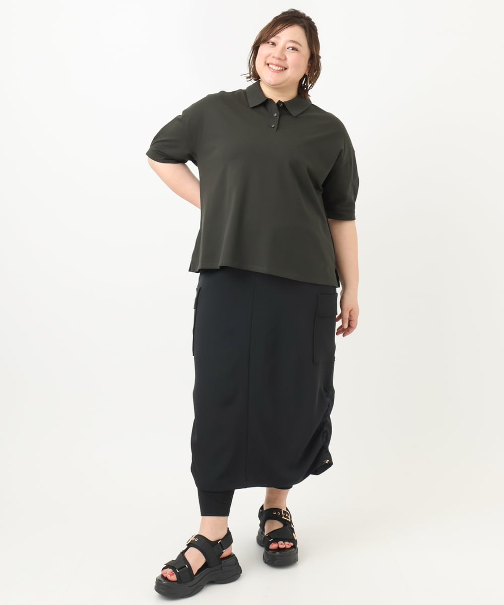OLKFA16079 eur3(エウルキューブ) 【大きいサイズ】カノコ半袖ポロシャツ ダークグレー(93)