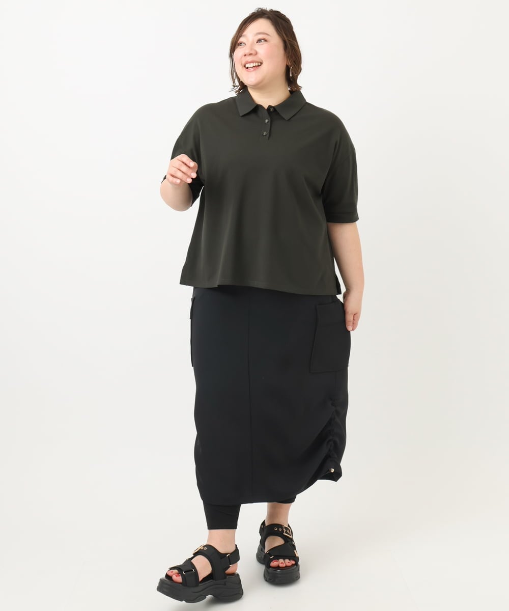 OLKFA16079 eur3(エウルキューブ) 【大きいサイズ】カノコ半袖ポロシャツ ダークグレー(93)