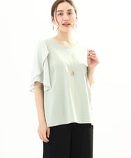 OLKFA17089 eur3(エウルキューブ) 【大きいサイズ】ラッフルスリーブカットソー ライトグリーン(30)