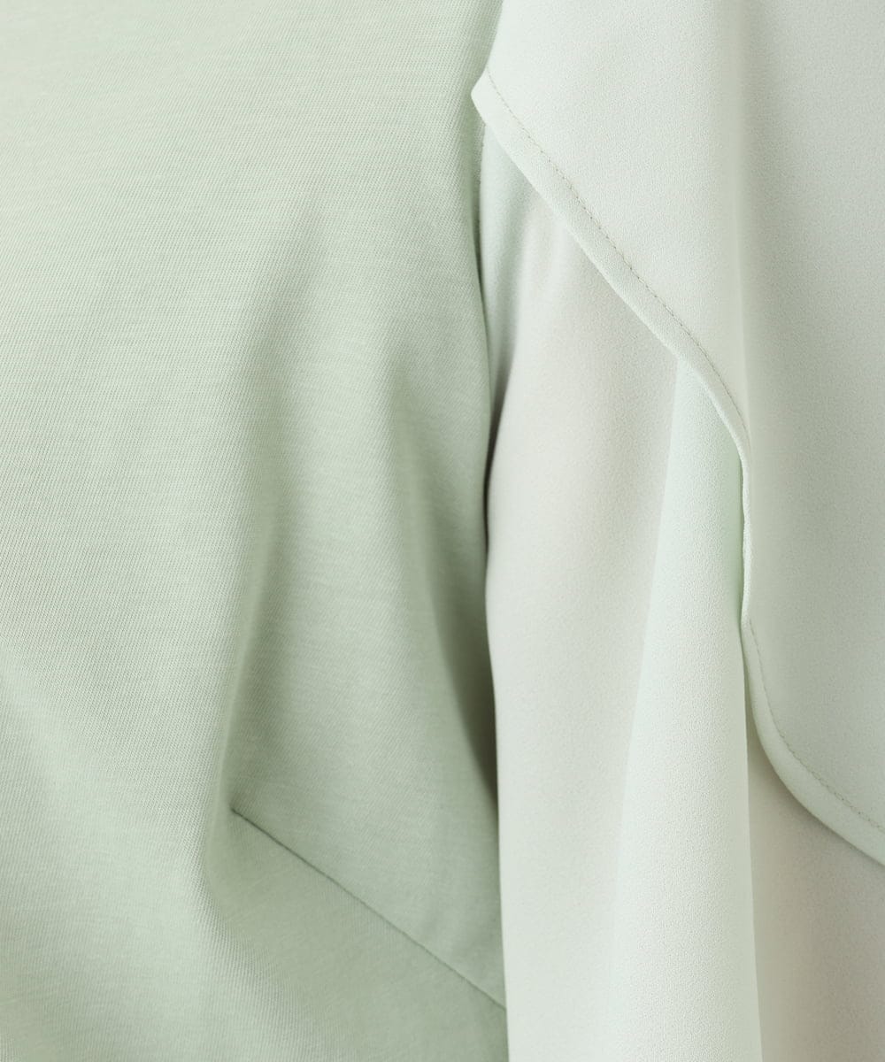 OLKFA17089 eur3(エウルキューブ) 【大きいサイズ】ラッフルスリーブカットソー ライトグリーン(30)