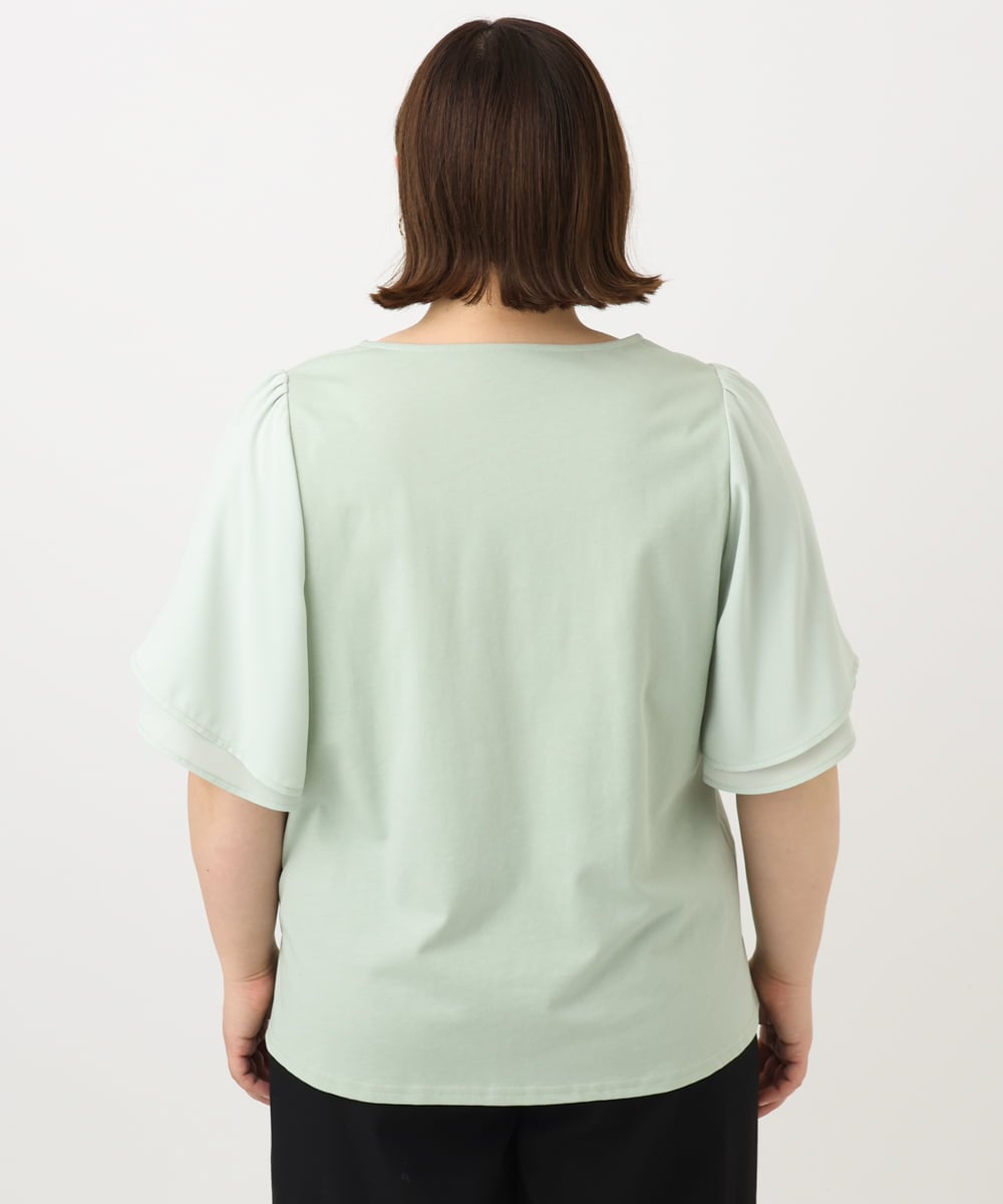 OLKFA17089 eur3(エウルキューブ) 【大きいサイズ】ラッフルスリーブカットソー ライトグリーン(30)