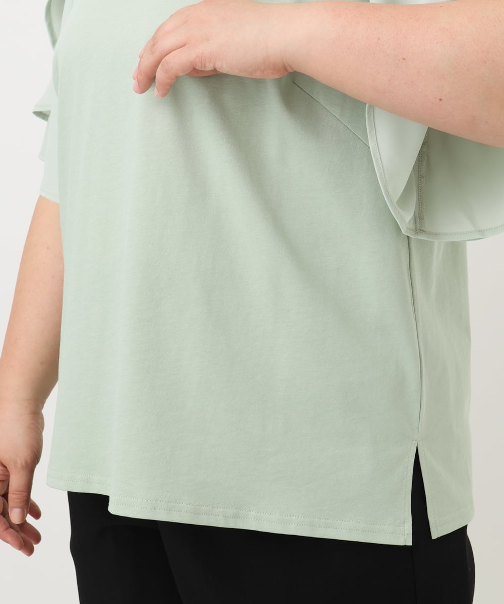 OLKFA17089 eur3(エウルキューブ) 【大きいサイズ】ラッフルスリーブカットソー ライトグリーン(30)