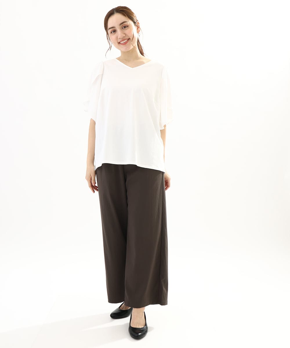 OLKFA17089 eur3(エウルキューブ) 【大きいサイズ】ラッフルスリーブカットソー ホワイト(90)