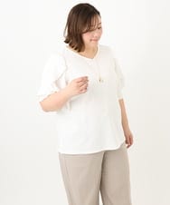 OLKFA17089 eur3(エウルキューブ) 【大きいサイズ】ラッフルスリーブカットソー ホワイト(90)