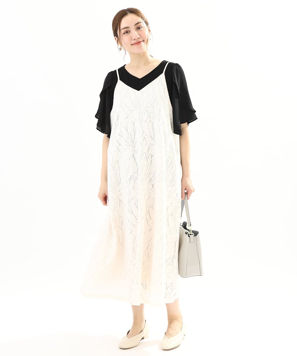 OLKFA17089 eur3(エウルキューブ) 【大きいサイズ】ラッフルスリーブカットソー ブラック(94)
