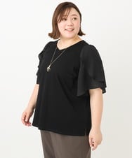 OLKFA17089 eur3(エウルキューブ) 【大きいサイズ】ラッフルスリーブカットソー ブラック(94)