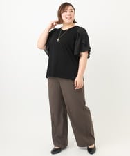 OLKFA17089 eur3(エウルキューブ) 【大きいサイズ】ラッフルスリーブカットソー ブラック(94)