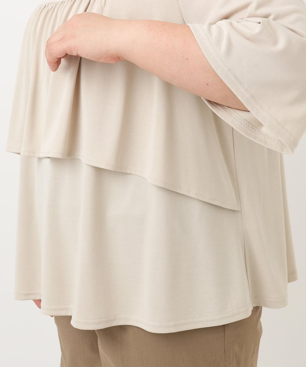 OLKFA19089 eur3(エウルキューブ) 【大きいサイズ】ティアードカットソー ベージュ(82)