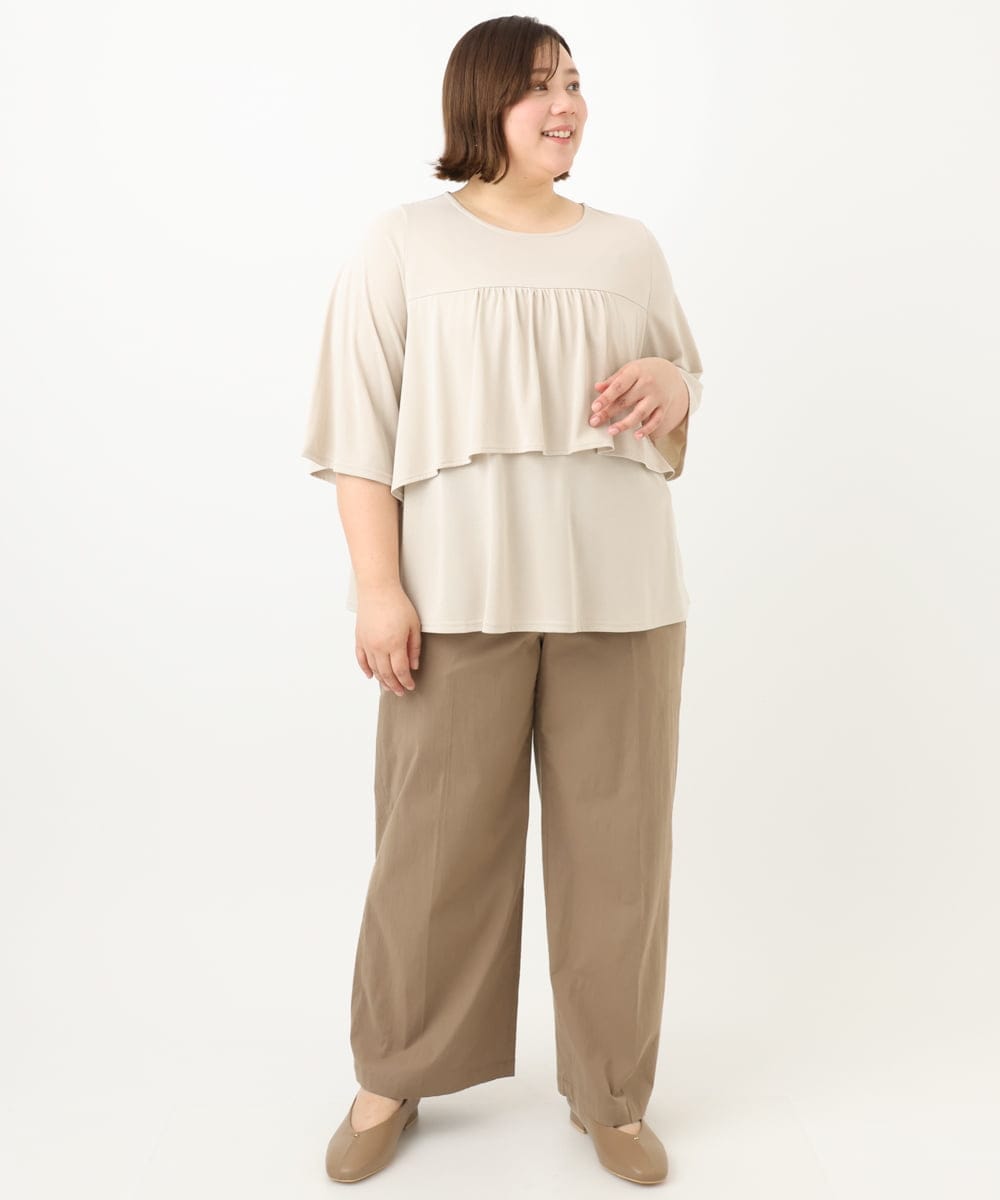 OLKFA19089 eur3(エウルキューブ) 【大きいサイズ】ティアードカットソー ベージュ(82)