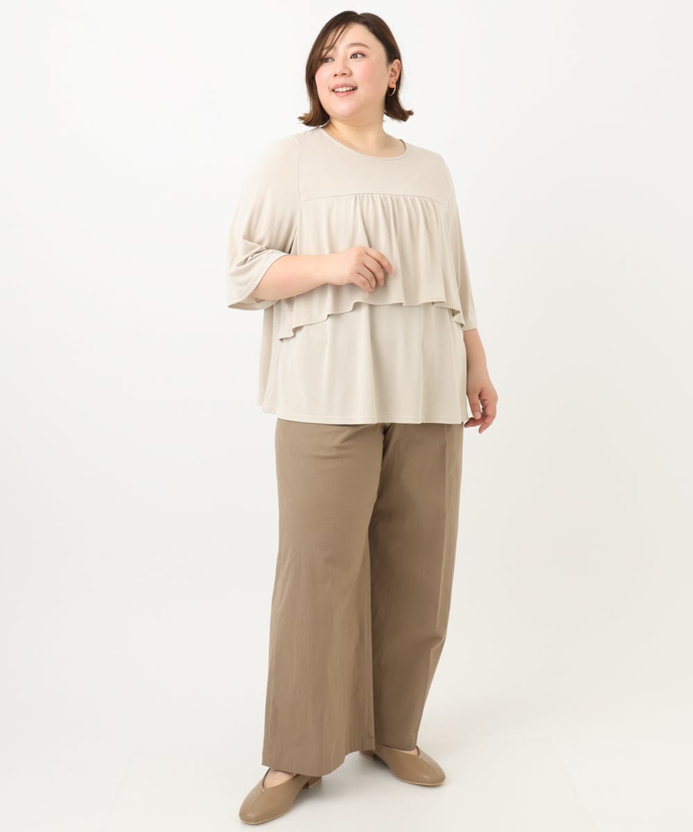 OLKFA19089 eur3(エウルキューブ) 【大きいサイズ】ティアードカットソー ベージュ(82)