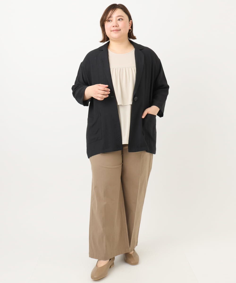 OLKFA19089 eur3(エウルキューブ) 【大きいサイズ】ティアードカットソー ベージュ(82)