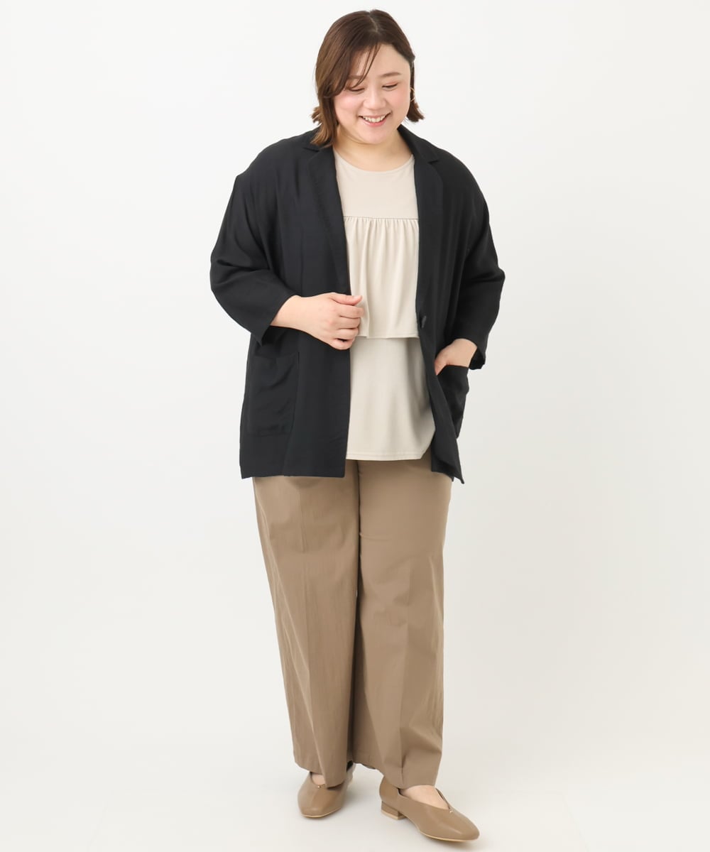 OLKFA19089 eur3(エウルキューブ) 【大きいサイズ】ティアードカットソー ベージュ(82)
