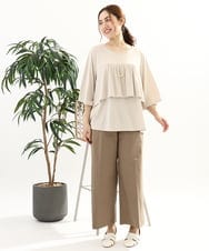 OLKFA19089 eur3(エウルキューブ) 【大きいサイズ】ティアードカットソー ベージュ(82)
