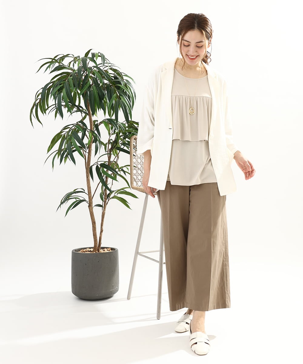 OLKFA19089 eur3(エウルキューブ) 【大きいサイズ】ティアードカットソー ベージュ(82)