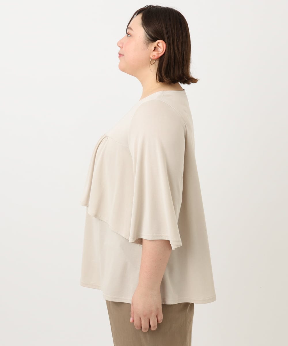 OLKFA19089 eur3(エウルキューブ) 【大きいサイズ】ティアードカットソー ベージュ(82)