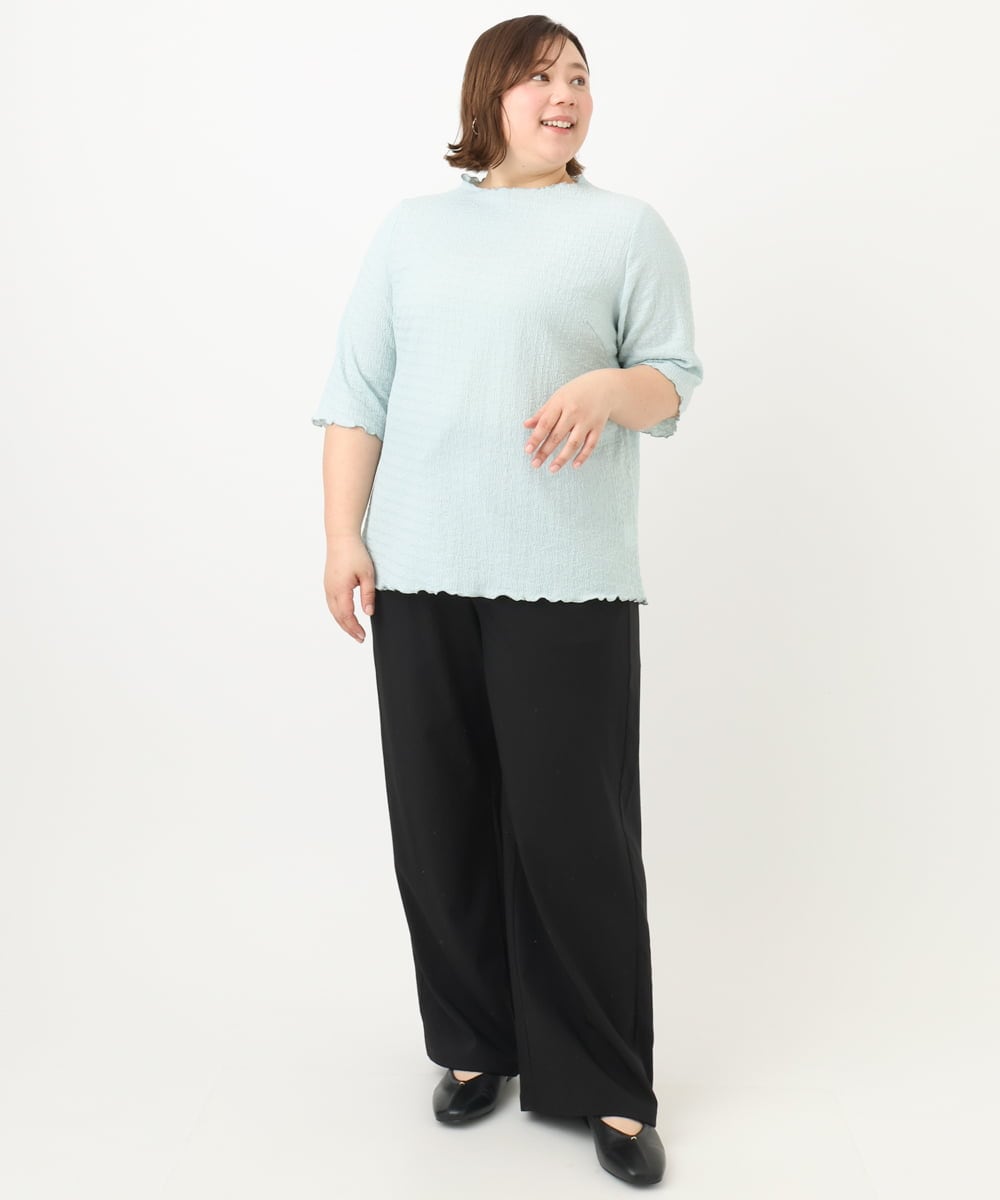 OLKFA32059 eur3(エウルキューブ) 【大きいサイズ】メローぽこぽこカットソー ライトグリーン(30)