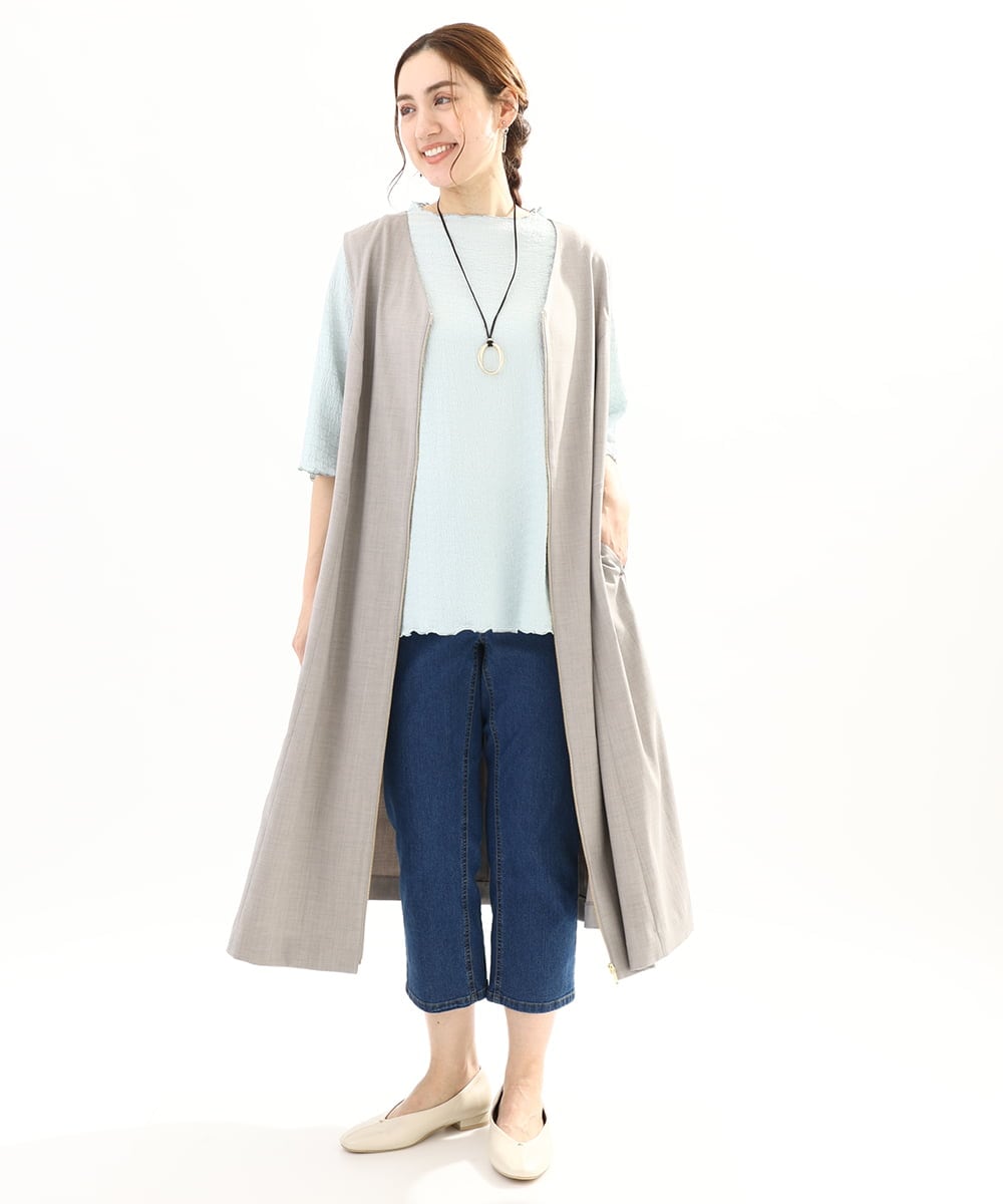 OLKFA32059 eur3(エウルキューブ) 【大きいサイズ】メローぽこぽこカットソー ライトグリーン(30)