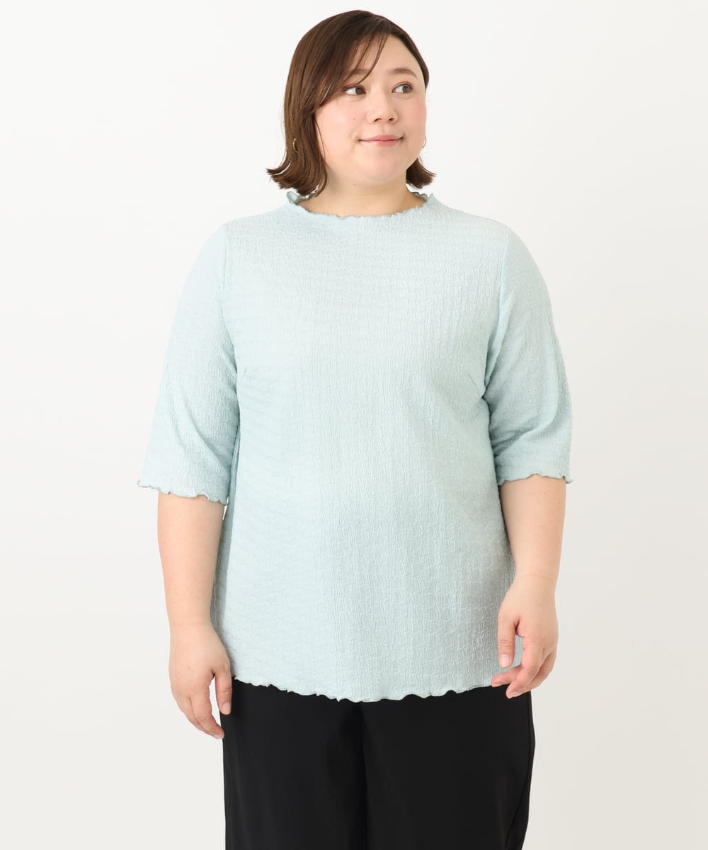 OLKFA32059 eur3(エウルキューブ) 【大きいサイズ】メローぽこぽこカットソー ライトグリーン(30)