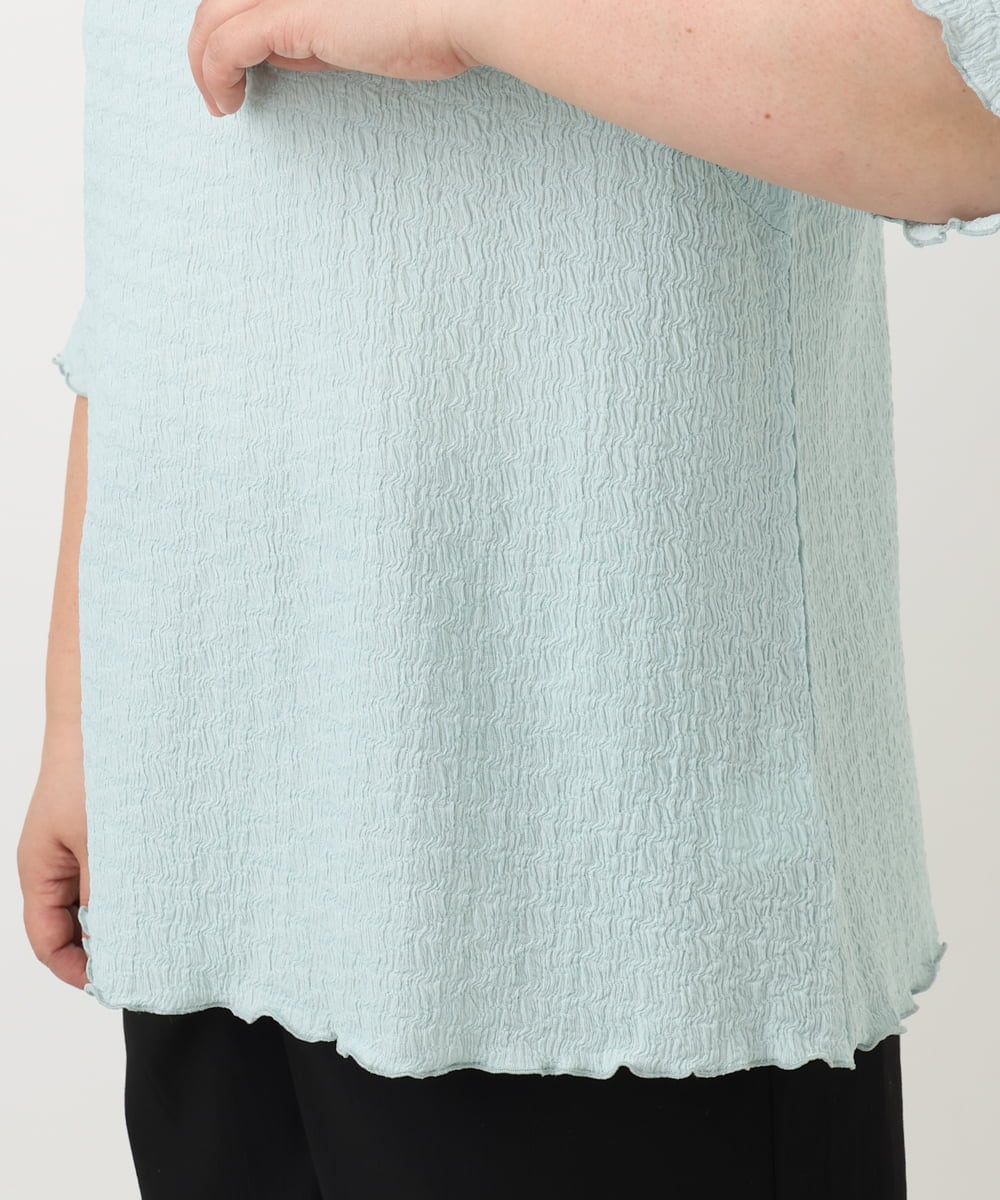 OLKFA32059 eur3(エウルキューブ) 【大きいサイズ】メローぽこぽこカットソー ライトグリーン(30)