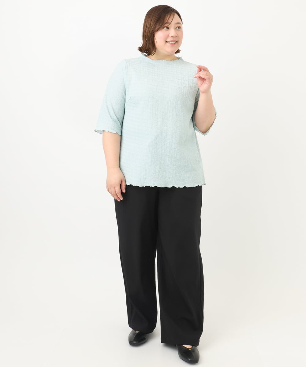 OLKFA32059 eur3(エウルキューブ) 【大きいサイズ】メローぽこぽこカットソー ライトグリーン(30)