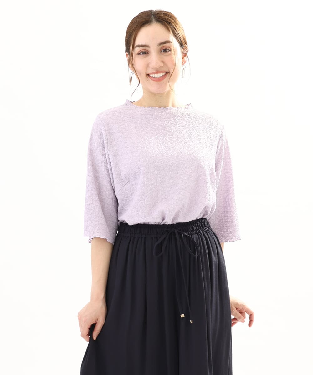 OLKFA32059 eur3(エウルキューブ) 【大きいサイズ】メローぽこぽこカットソー ラベンダー(60)（WEB限定カラー）
