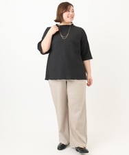 OLKFA32059 eur3(エウルキューブ) 【大きいサイズ】メローぽこぽこカットソー ブラック(94)