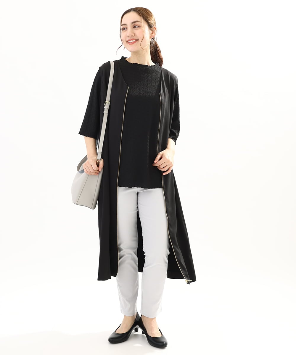 OLKFA32059 eur3(エウルキューブ) 【大きいサイズ】メローぽこぽこカットソー ブラック(94)