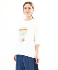 OLKFA36069 eur3(エウルキューブ) 【大きいサイズ】コットンプリントTシャツ ホワイト(90)