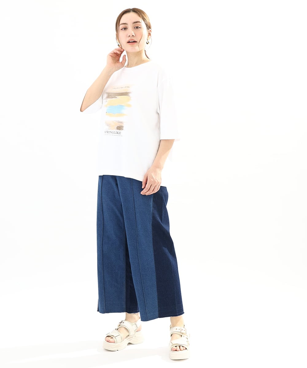 OLKFA36069 eur3(エウルキューブ) 【大きいサイズ】コットンプリントTシャツ ホワイト(90)