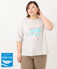 OLKFA36069 eur3(エウルキューブ) 【大きいサイズ】コットンプリントTシャツ ライトグレー(91)