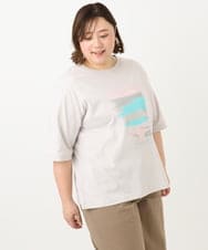 OLKFA36069 eur3(エウルキューブ) 【大きいサイズ】コットンプリントTシャツ ライトグレー(91)