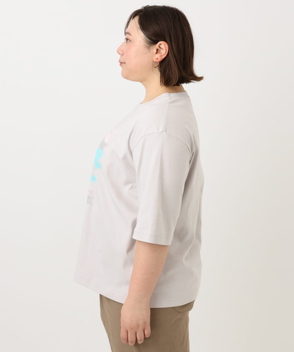 OLKFA36069 eur3(エウルキューブ) 【大きいサイズ】コットンプリントTシャツ ライトグレー(91)