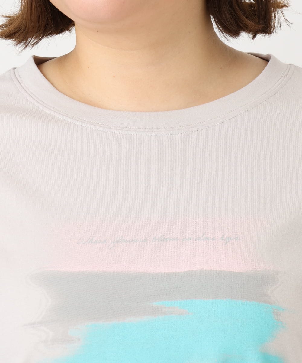 OLKFA36069 eur3(エウルキューブ) 【大きいサイズ】コットンプリントTシャツ ライトグレー(91)