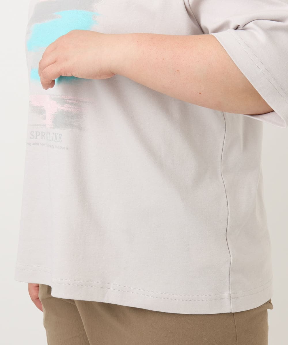 OLKFA36069 eur3(エウルキューブ) 【大きいサイズ】コットンプリントTシャツ ライトグレー(91)