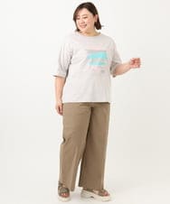 OLKFA36069 eur3(エウルキューブ) 【大きいサイズ】コットンプリントTシャツ ライトグレー(91)