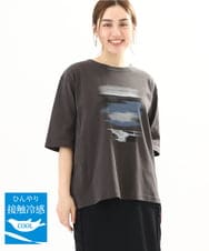 OLKFA36069 eur3(エウルキューブ) 【大きいサイズ】コットンプリントTシャツ ダークグレー(93)
