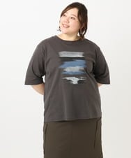 OLKFA36069 eur3(エウルキューブ) 【大きいサイズ】コットンプリントTシャツ ダークグレー(93)