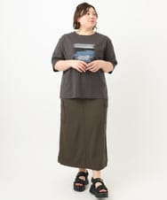 OLKFA36069 eur3(エウルキューブ) 【大きいサイズ】コットンプリントTシャツ ダークグレー(93)